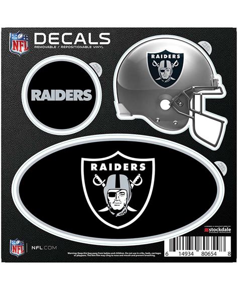 Stockdale Multi Las Vegas Raiders Repositionable 3 Pack Decal Set Macys