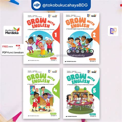 Jual BUKU GROW WITH ENGLISH Kelas 1 2 4 5 KURIKULUM MERDEKA SD MI