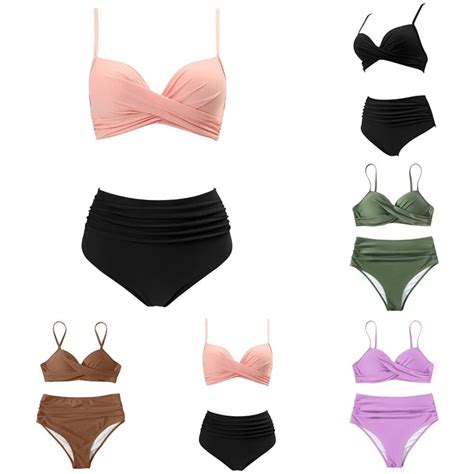 MAILLOT DE BAIN Femme Bikini Col V Ventilé Baignade Confortable