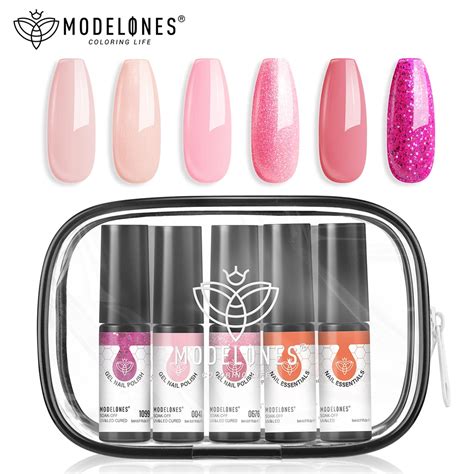 Modelones Gel Nail Polish Set Colors With Top Coat Base Coat Nude Color Gel Nail Polish Soak