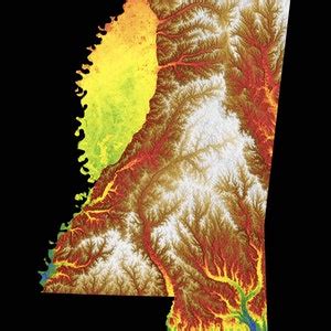 Mississippi Color Elevation Map - Etsy