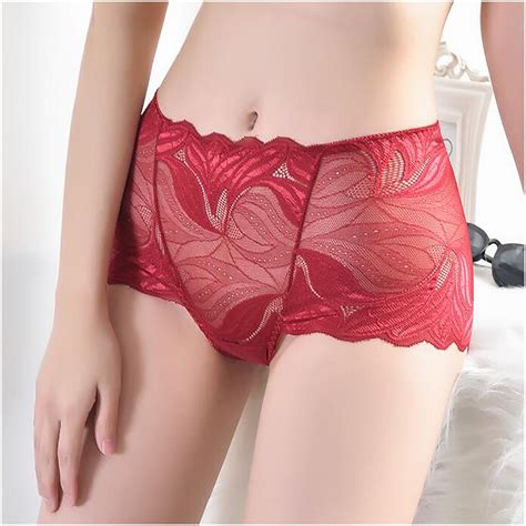 Guzom Underwear For Women Lace High Waist Comfort Briefs Low Rise Hipster Cheeky Hot Pink Size