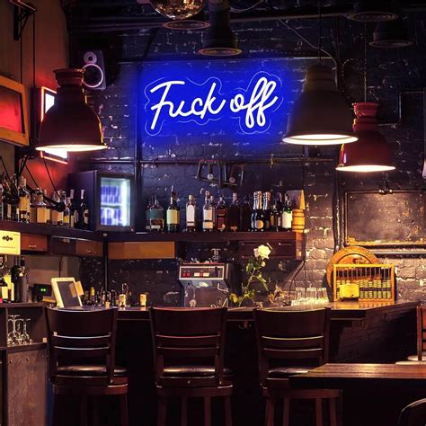 Letrero de neón con texto en inglés Fuck Off letreros de neón azules