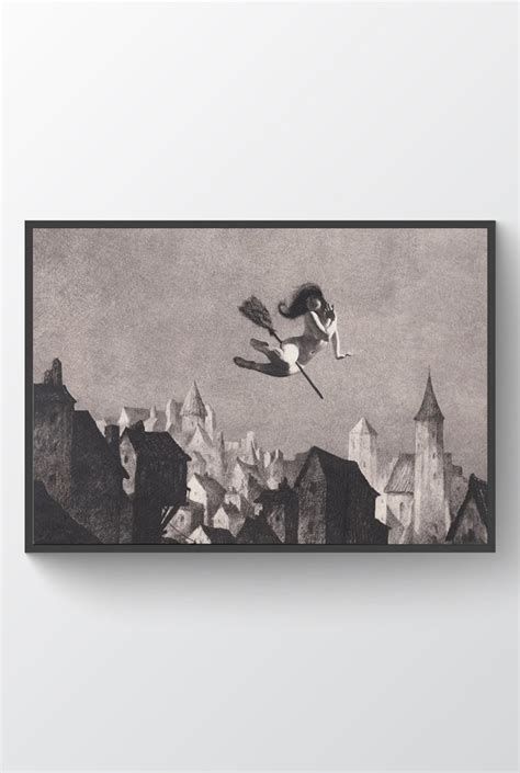 Naked Witch Flying On Broom Art Photo By William Mortensen Witchcraft Sabbath Black Magic