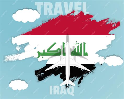 Premium Vector | Traveling to Iraq top view passenger plane on Iraq