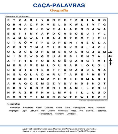Caça Palavras De Geografia Para Imprimir