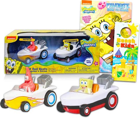 Spongebob Squarepants Hot Rod Boat Race Bundle Pack Spongebob Patrick Pull Back Hot Rod
