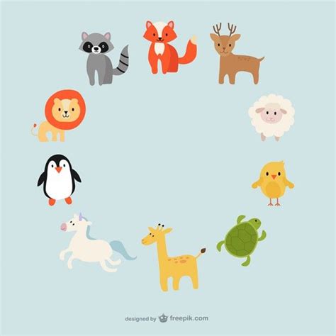 Free Vector | Cute animals circle | Baby cartoon drawing, Vector free ...