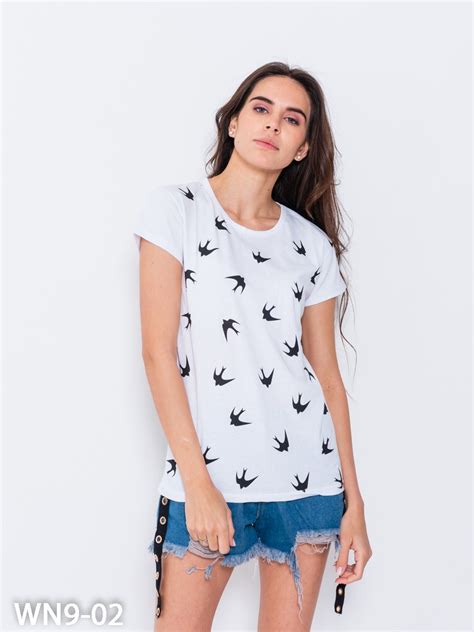 Белая футболка из трикотажа с птичьим принтом WN9-02 за 251 грн: купить ...