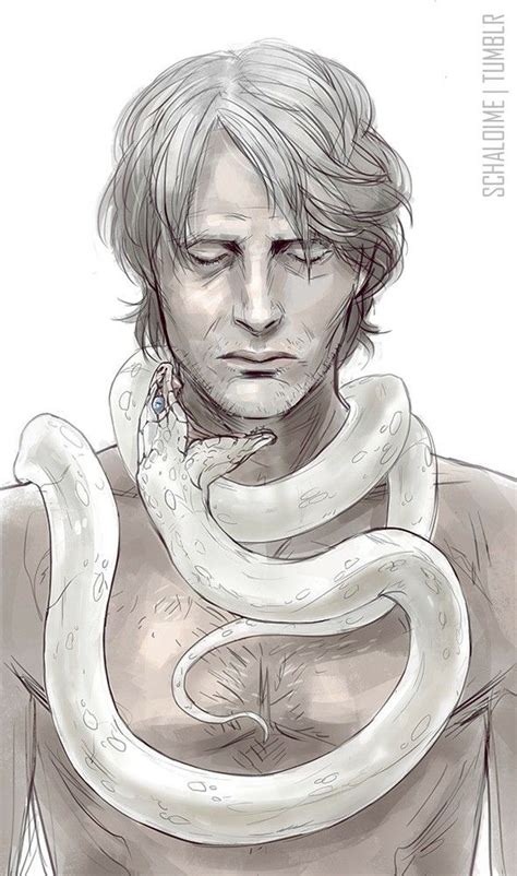 A Drawing Of A Man With A Snake Wrapped Around His Neck And Chest