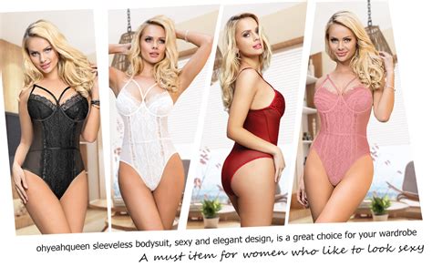 Ohyeahgirl Lace Lingerie Bodysuit For Women Sexy Lingerie Set For Sex V Neck Onesies Tops Summer