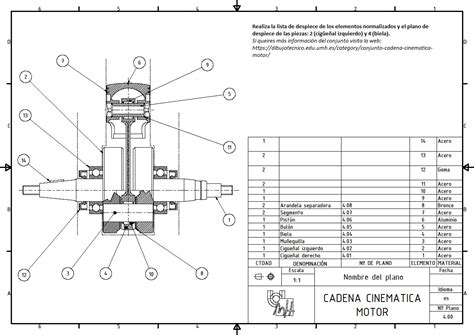 Dibujo Técnico Cadena cinemática motor