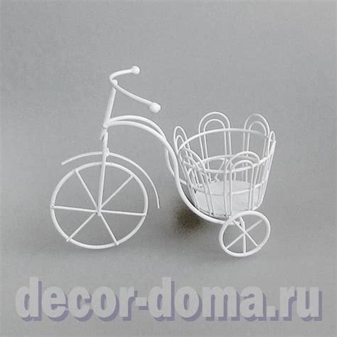 Велосипед ретро с корзиной, цветочница, цвет белый, 13 см, кукольный ...