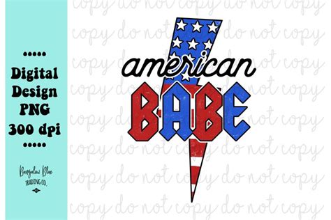 American Babe Fourth Of July Lightening Bolt Sublimation Png