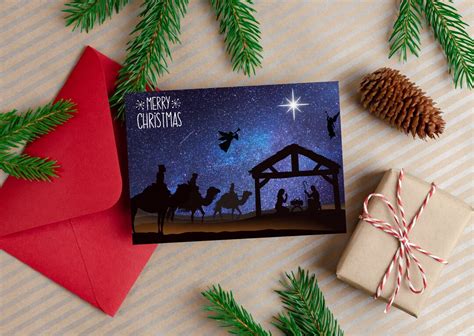 Nativity Scenechristmas Card Printable Christmas Greeting Card