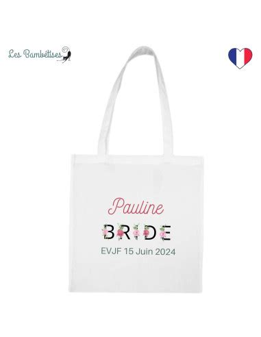 Tote Bag Personnalisé EVJF Lettres Fleuries Les Bambetises