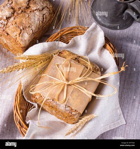 A Delicious Homemade Wholemeal Rye Bread From Sourdough Stock Photo Alamy