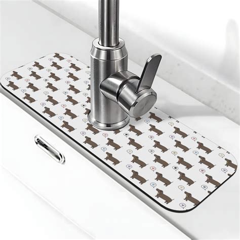Fuzoiu Dachshund Dog Puppy Print Kitchen Faucet Suction Pad, Sink