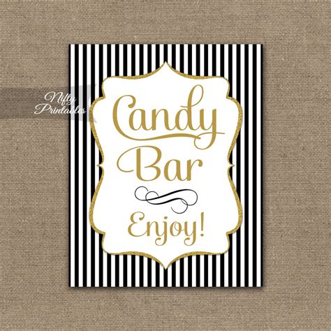 Printable Candy Buffet Sign - Black Gold Stripe