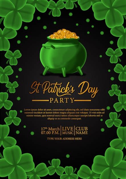 Premium Vector St Patrick Day Party Poster Template