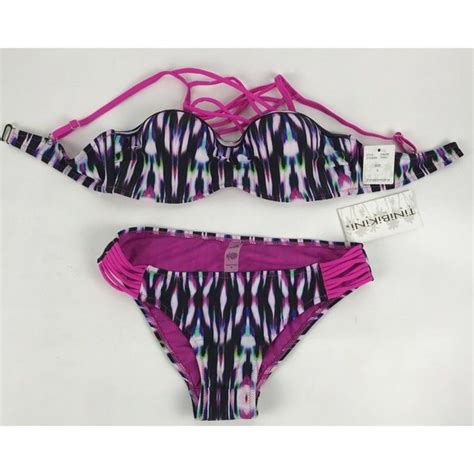 TiniBikini Swim Tinibikini Piece Top Bikini Swim Suit Top Bottom Tie Dye Pink Black S