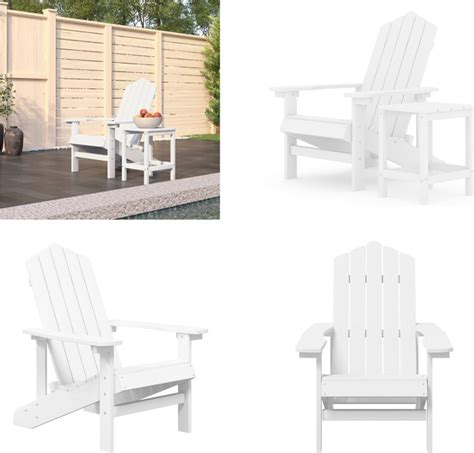 Vidaxl Tuinstoel Adirondack Met Tafel Hdpe Wit Tuinstoel