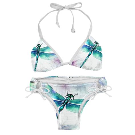 Dragonfly Detachable Sponge Adjustable Strap Bikini Set Two Pack Swimsuit Women Swim Suit