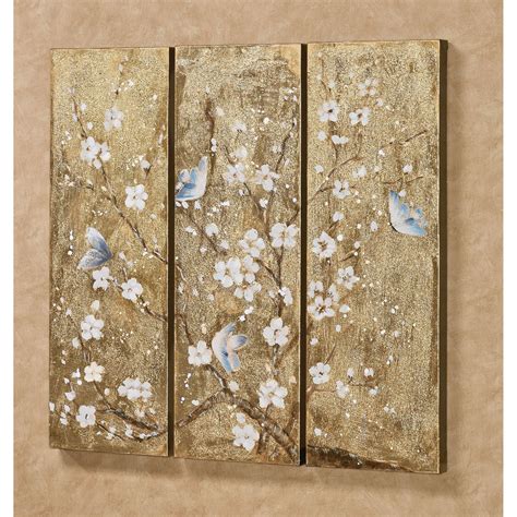 Dance Partners Butterfly Floral Canvas Triptych Wall Art Set
