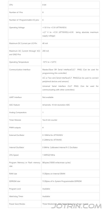 Attiny Pinout Datesheet And Programming Jotrin Electronics