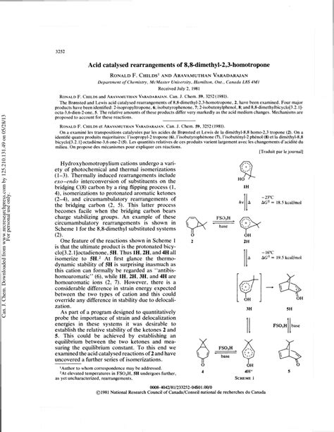 Pdf Acid Catalysed Rearrangements Of Dimethyl Homotropone