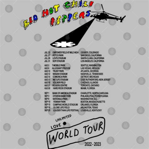 Red Hot Chili Peppers Un Limi Ted Love World Tour Shirt Red Hot Chili Peppers Band