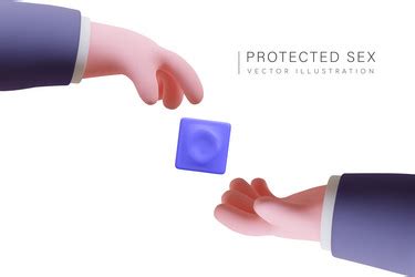 Realistic Hand Pointing To Condom Protected Sex Vector Image