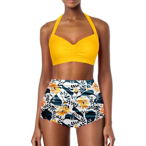 MNCEKFOD Bikini Sets For Women High Waisted Bikini Sexy Push Up Two Piece Swimsuits Vintage