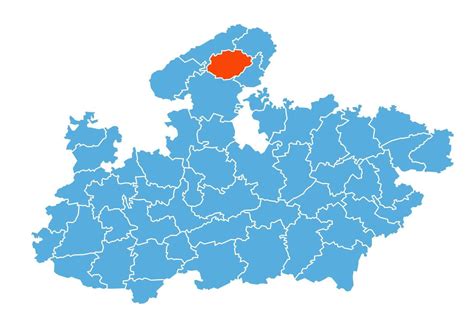 gwalior district map highlighted  madhya pradesh state map
