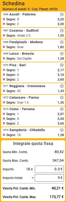 SISTEMI INTEGRALI SERIE B 16 SETTEMBRE 2023 Pronostici E Sistemi Vincenti