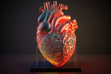 D Printer With A Printed Human Heart Generative Ai Stock Illustration