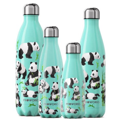 Green Panda Print Water Bottles L Ml Ml Or Ml Etsy Uk