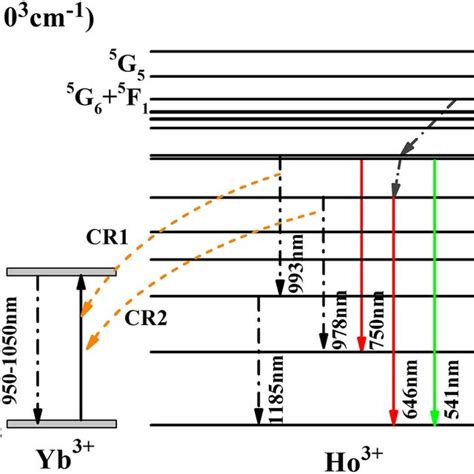 Energy Level Diagrams Of Ho And Yb Ions And The Quantum Cutting