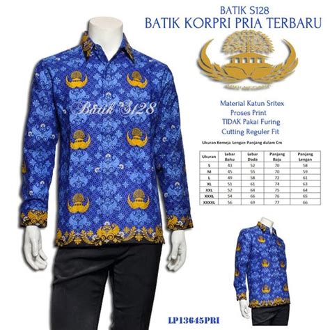 Jual Korpri Pria Baju Seragam Batik Korpri Terbaru Sritex Katun Hem