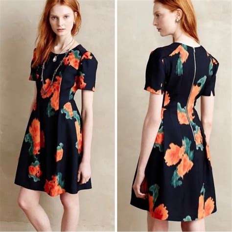 Anthropologie Dresses Anthropologie Mcginn Poppy Floral Structured