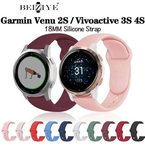 สายนาฬิกาข้อมือซิลิโคน 18 มม สําหรับ Garmin Vivoactive 3s 4s Venu 2s