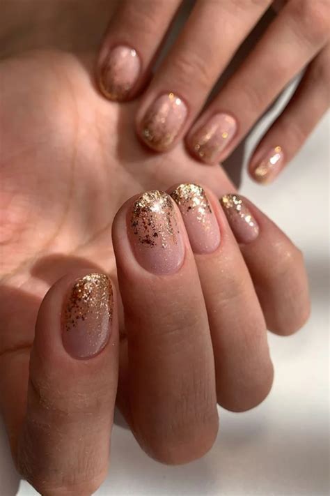 Top Beautiful Ideas For Elegant Nude Nails To Wear Golden Nails Sparkly Nails Gold Nails