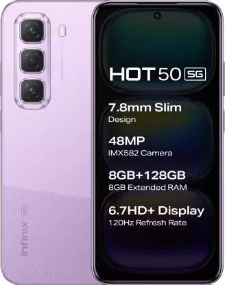 Infinix Hot 50 5G Dreamy Purple 128GB 4GB RAM Gsm Unlocked Phone Mediatek Dimensity 6300 48MP