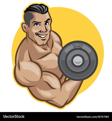 Fitness Men Lifts Barbell Royalty Free Vector Image