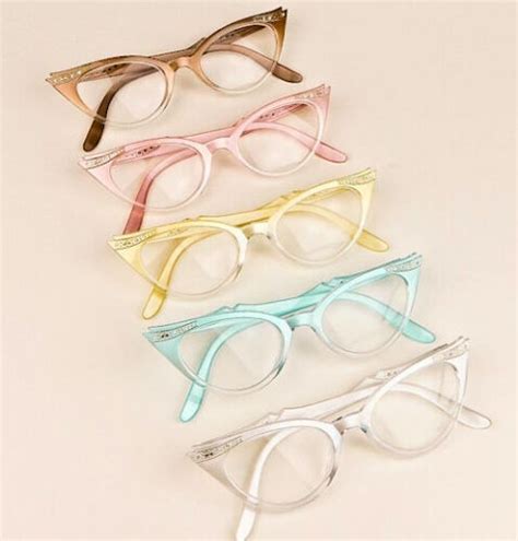 50s Vintage Style Rockabilly Cat Eye Ombre Demi Pinup Clear Eyeglasses Frames Sm Ebay