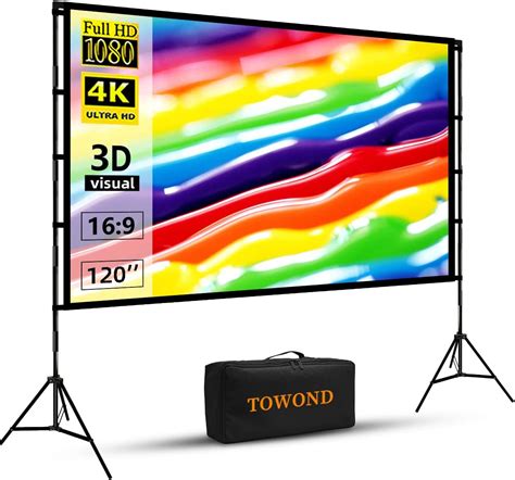 Projector Screen And Standtowond 120 Inch Portable Projector Screen Indoor Outdoor Projector