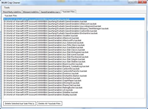 WoW Crap Cleaner : WoW Tools & Utilities : World of Warcraft AddOns