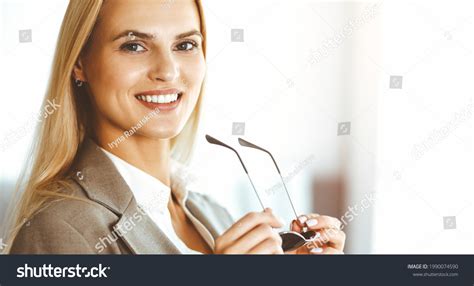 Sexy Blonde Business Woman Smiling While Stock Photo Shutterstock