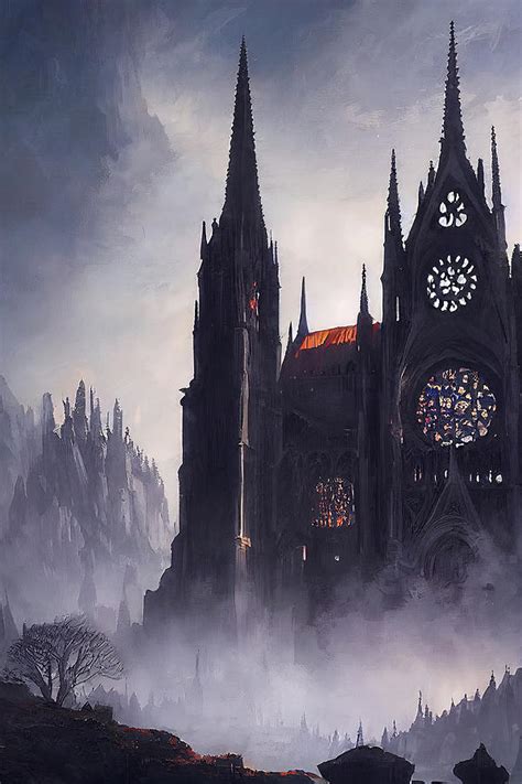 Gothic Cathedral Among The Mountains Painting By Am Fineartprints