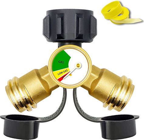 Propane Splitter Propane Tank Y Splitter Adapter With Gauge And Shut Off Valve 2